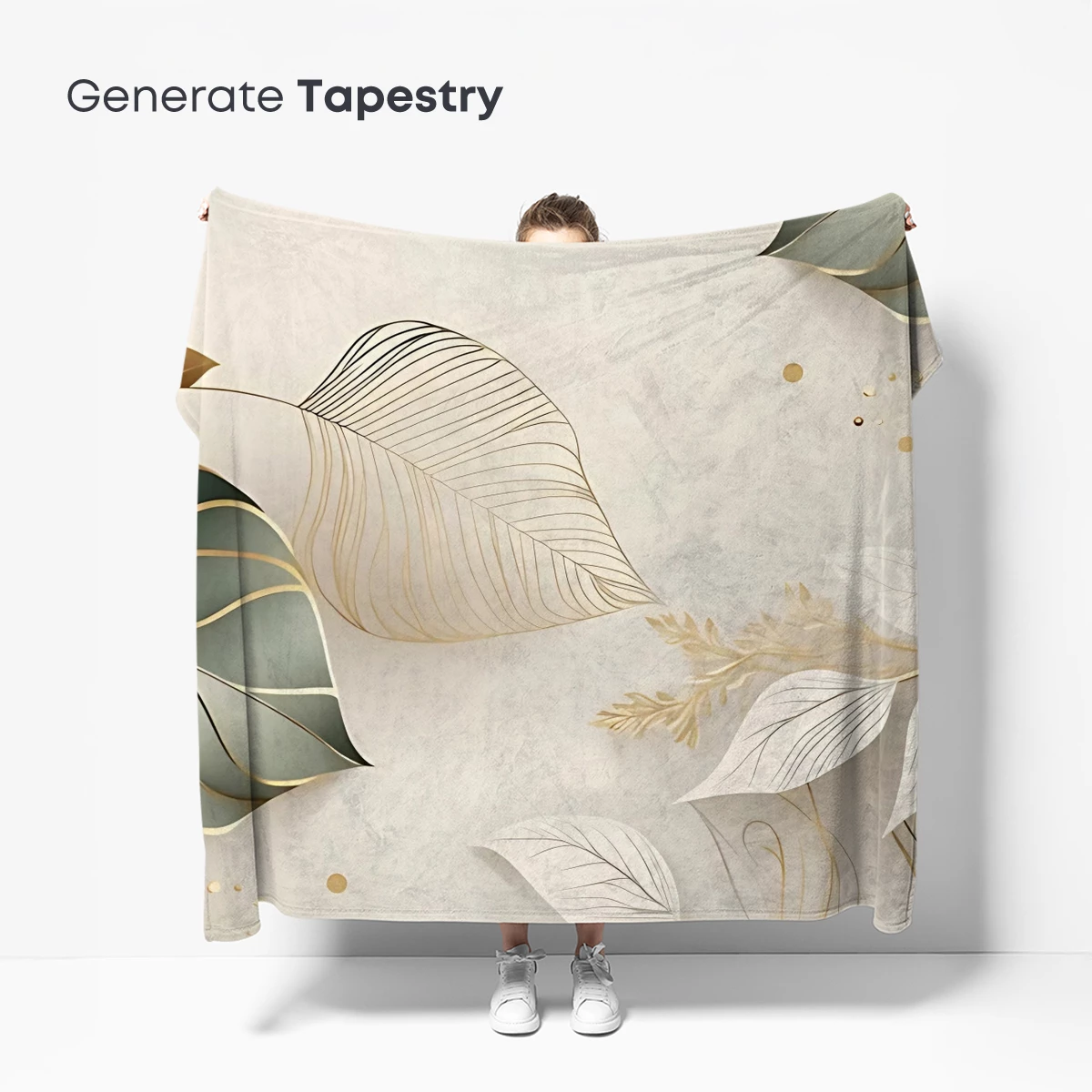 Elegant Gold-Trimmed Leaves in Abstract Harmony - Image 5