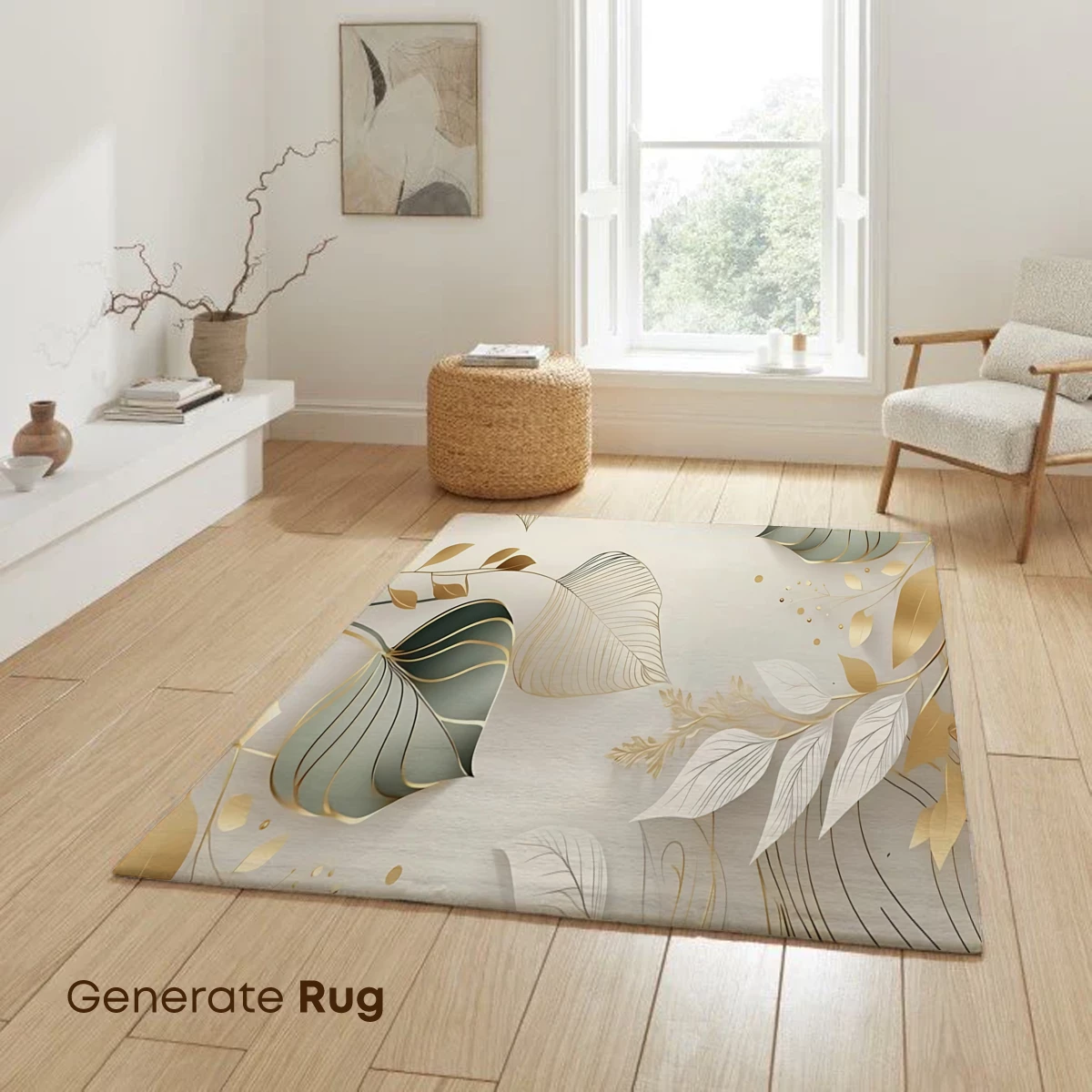 Elegant Gold-Trimmed Leaves in Abstract Harmony - Image 6