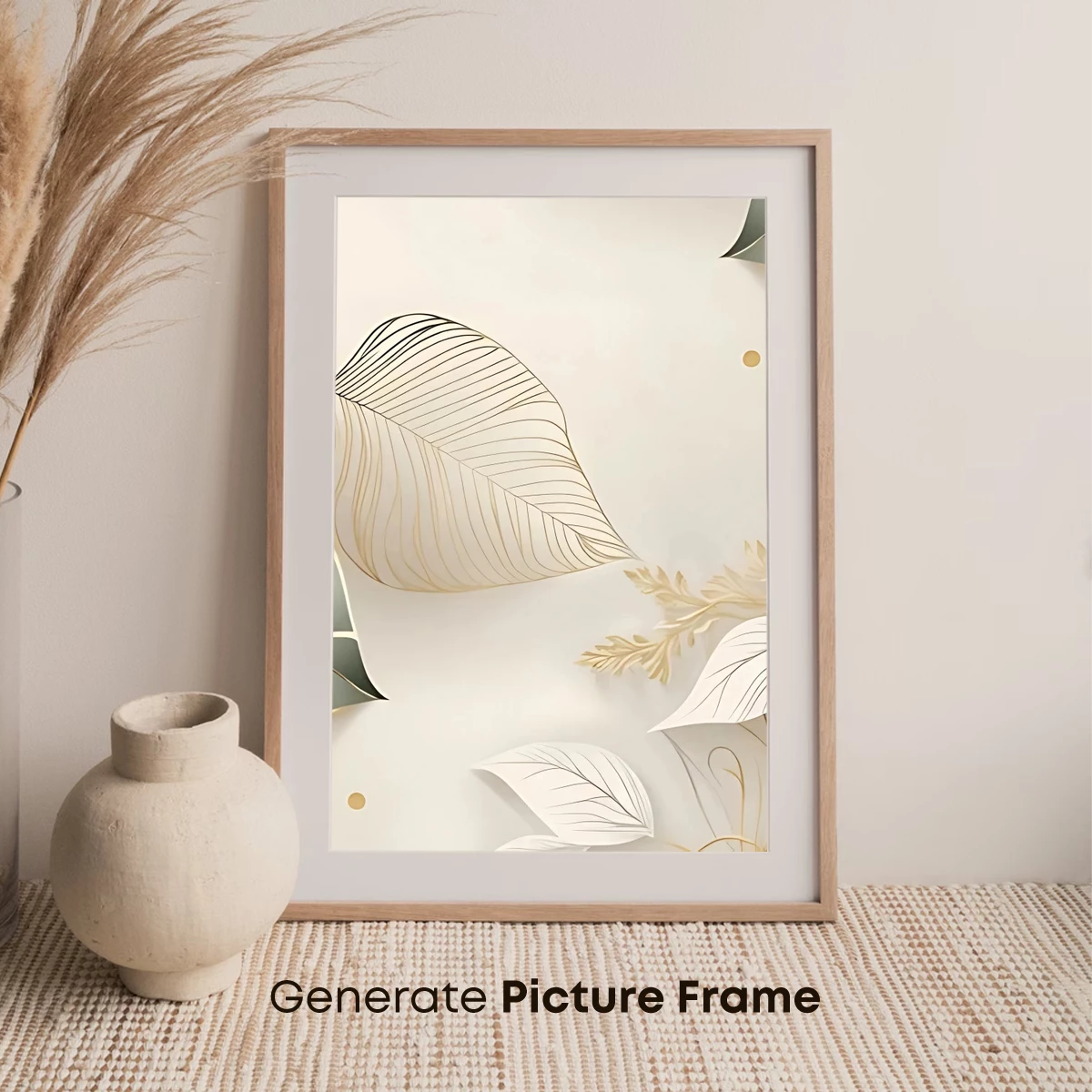 Elegant Gold-Trimmed Leaves in Abstract Harmony - Image 7