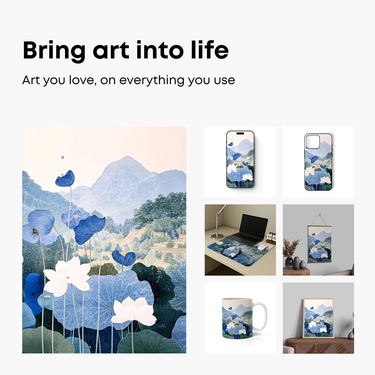 Blue Lotus Serenity: A Tranquil Mountain Landscape - Image 2