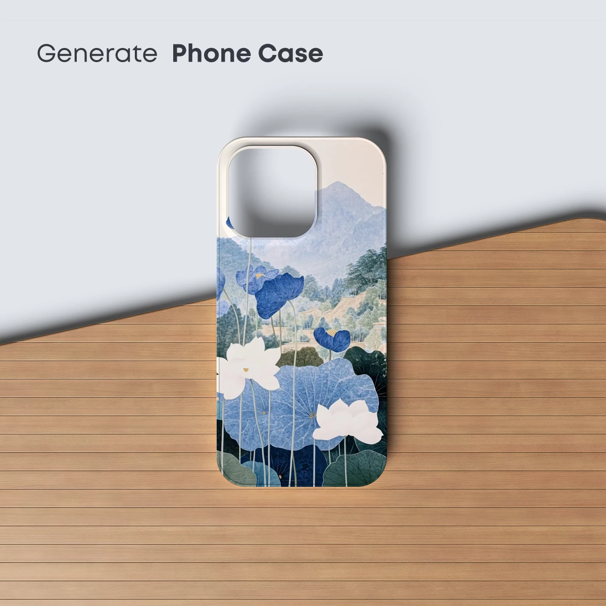 Blue Lotus Serenity: A Tranquil Mountain Landscape - Image 3