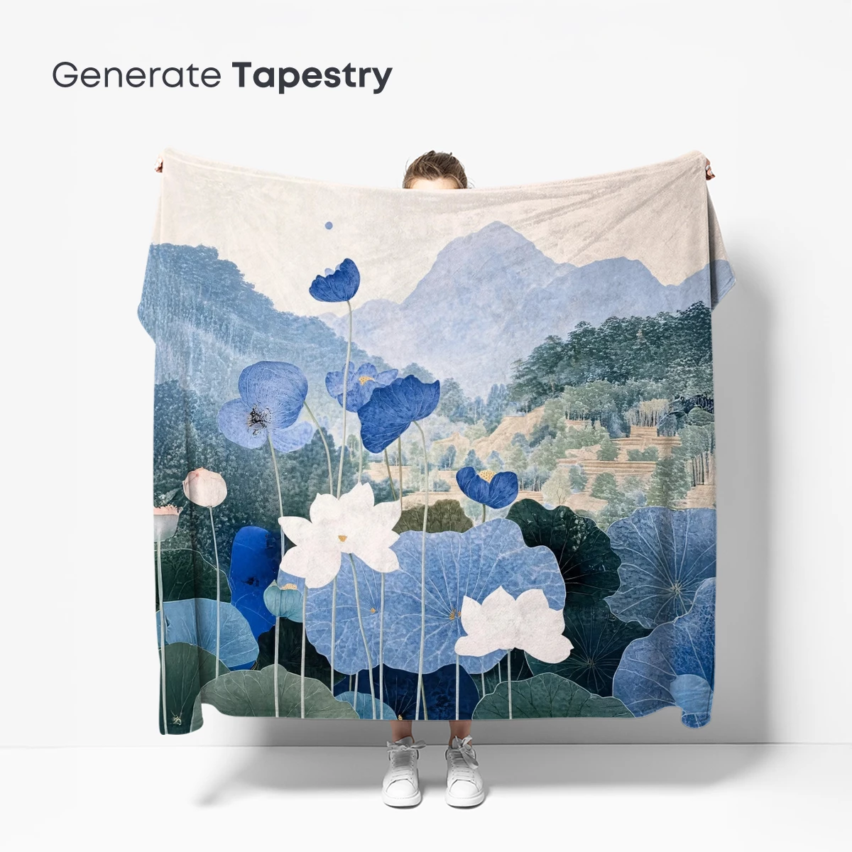 Blue Lotus Serenity: A Tranquil Mountain Landscape - Image 5