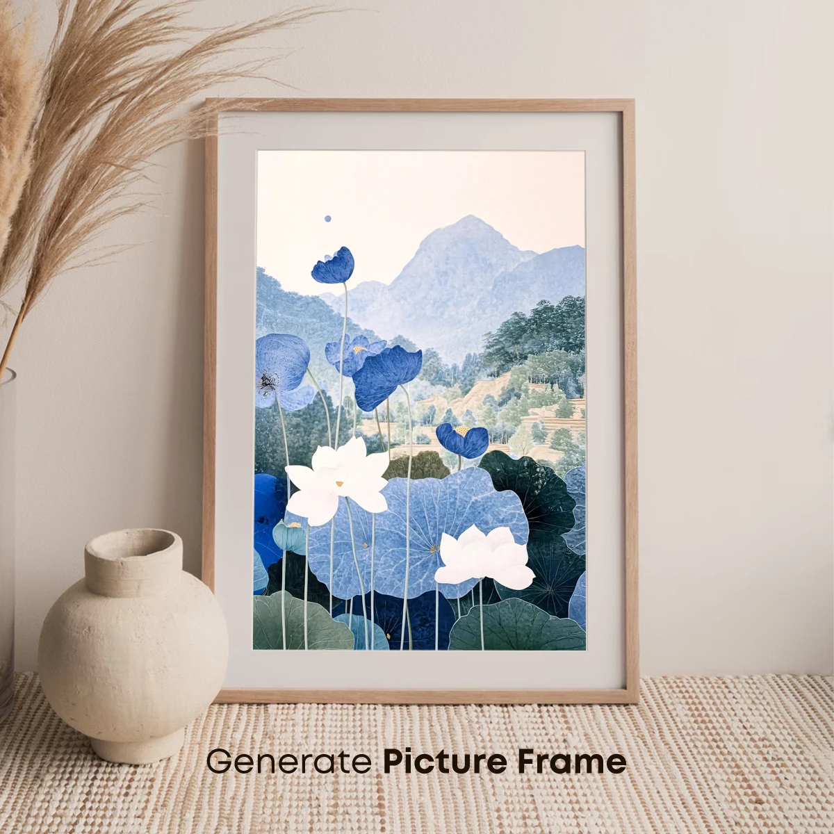 Blue Lotus Serenity: A Tranquil Mountain Landscape - Image 7