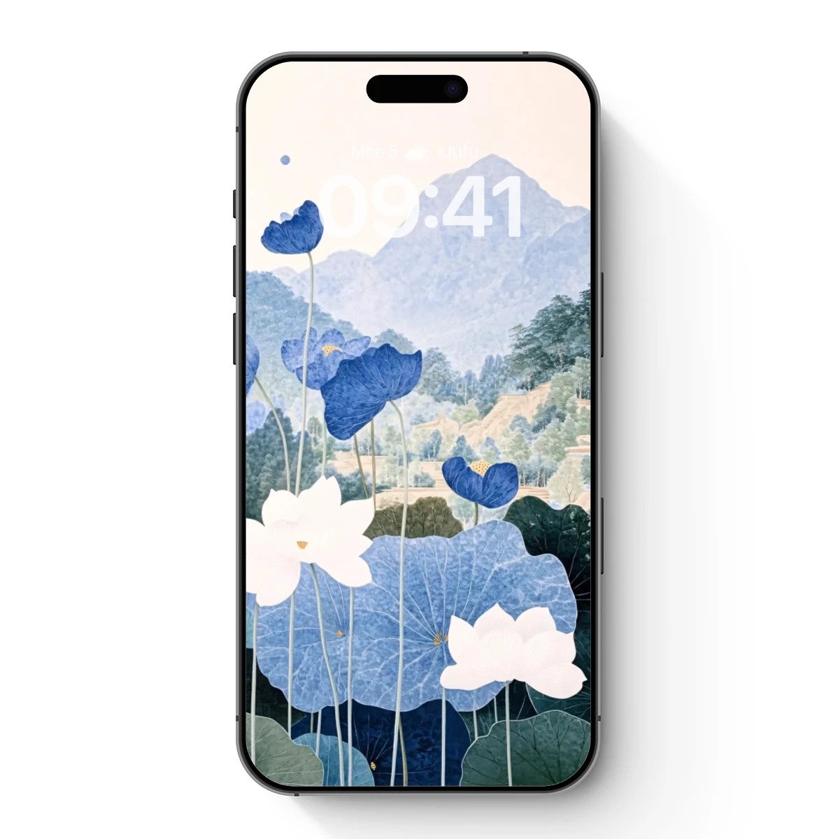 Blue Lotus Serenity: A Tranquil Mountain Landscape