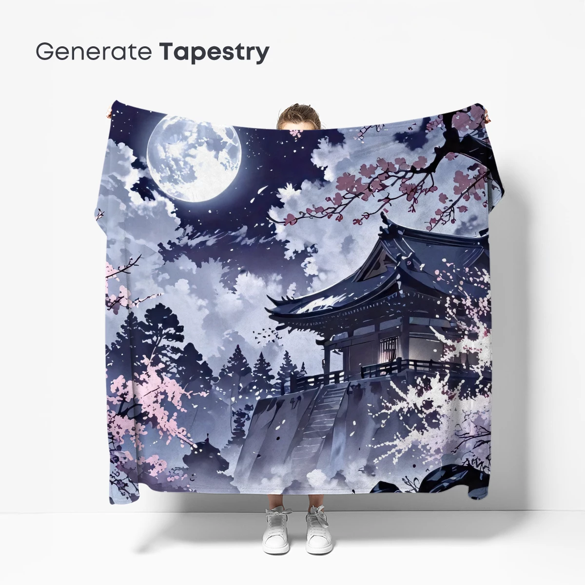 Moonlit Pagoda in Cherry Blossom Forest - Image 5