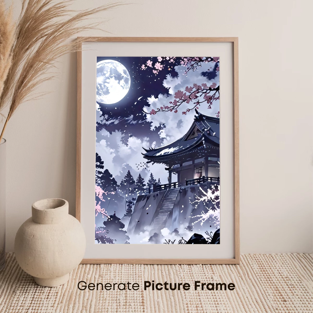 Moonlit Pagoda in Cherry Blossom Forest - Image 7