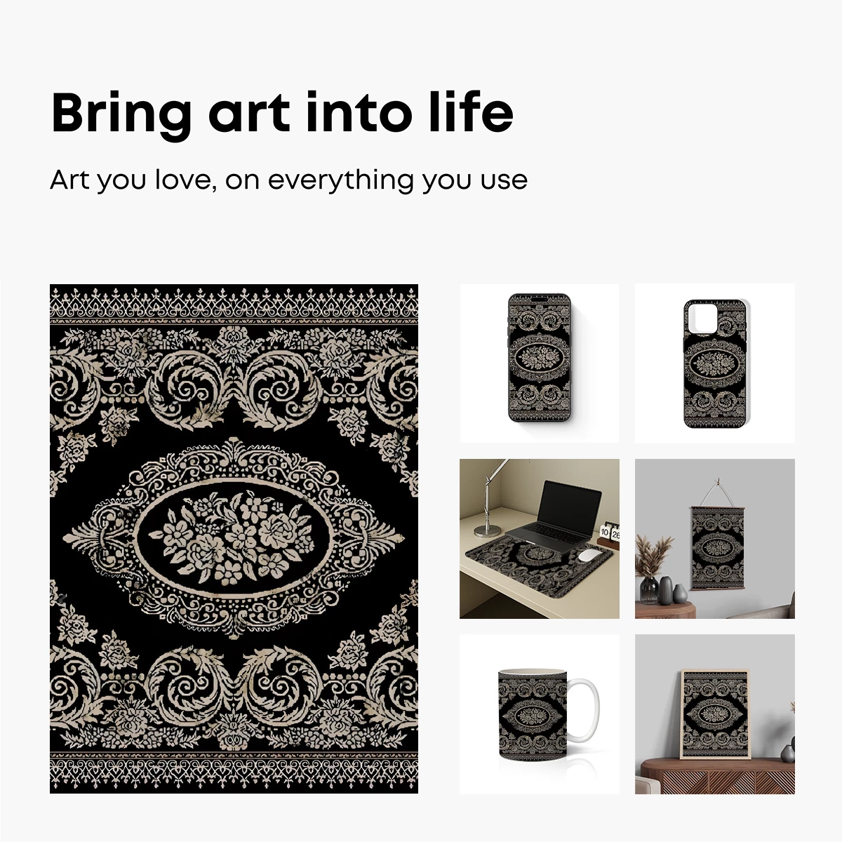Elegant Gothic Floral Tapestry - Image 2