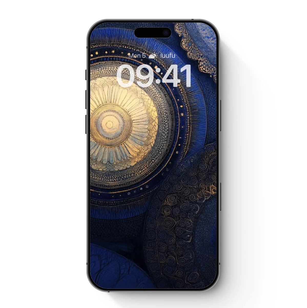 Celestial Dome Elegance: Golden Sunburst in Midnight Blue