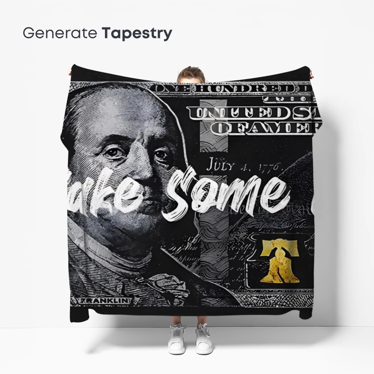 Bold Cash Art: 'Let's Make Some Money' Typography on $100 Bill - Image 5