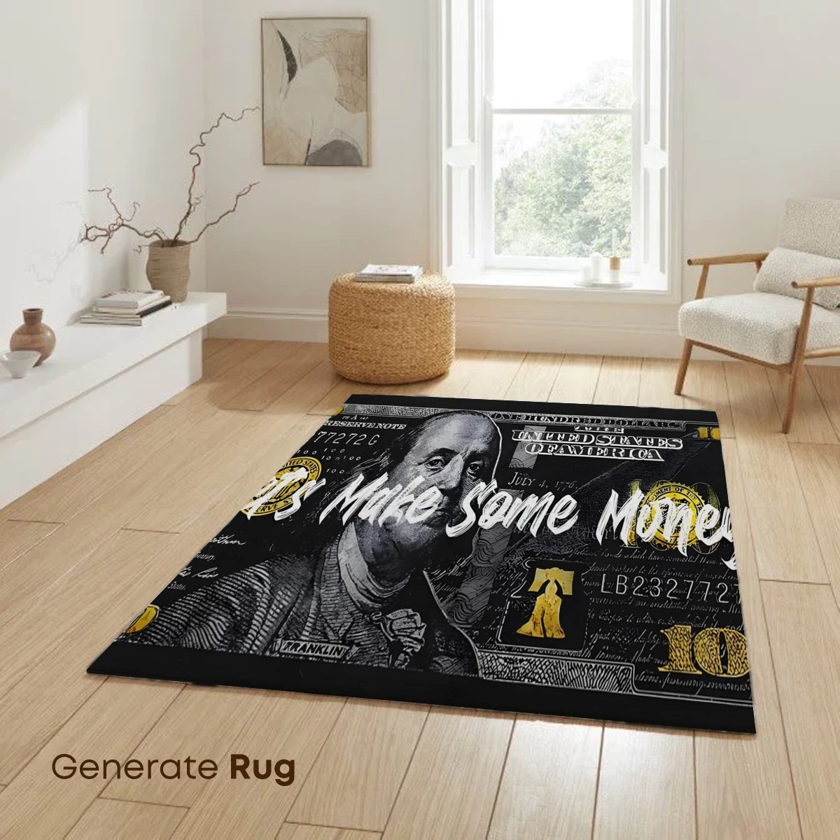 Bold Cash Art: 'Let's Make Some Money' Typography on $100 Bill - Image 6