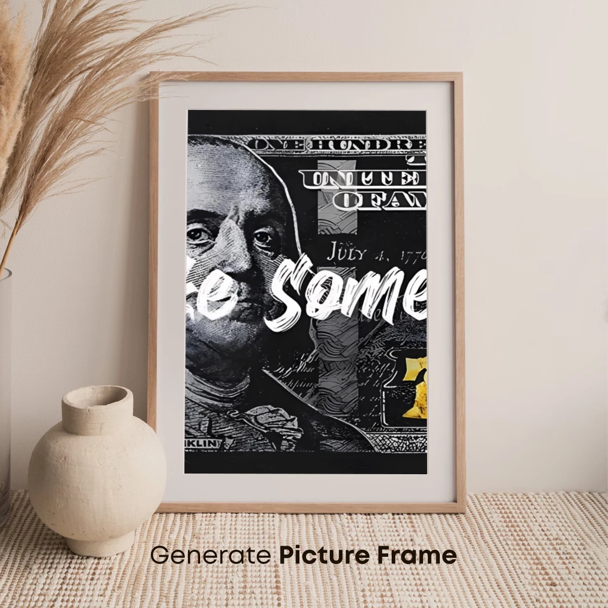 Bold Cash Art: 'Let's Make Some Money' Typography on $100 Bill - Image 7