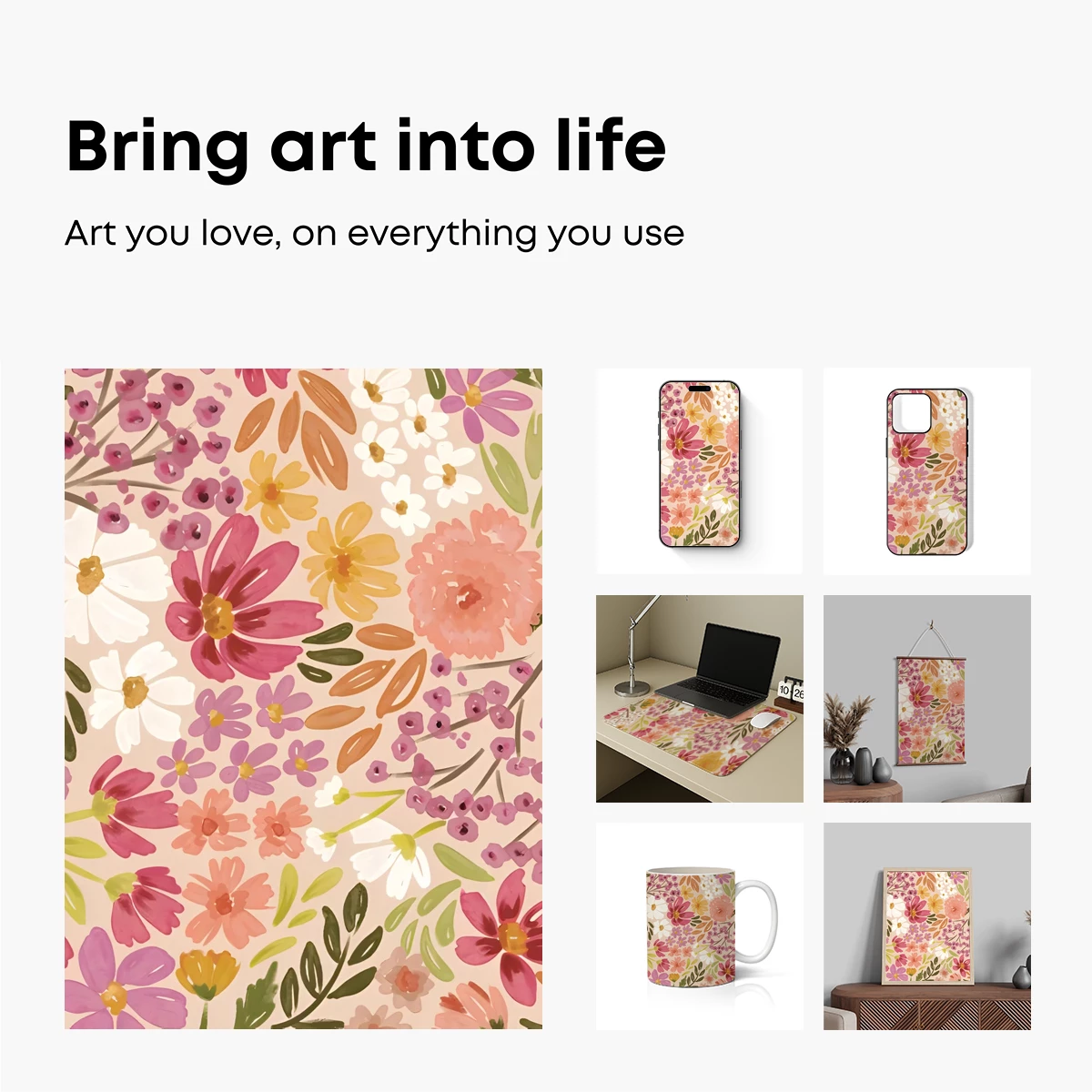 Blossom Symphony: A Floral Tapestry in Pastel Harmony - Image 2
