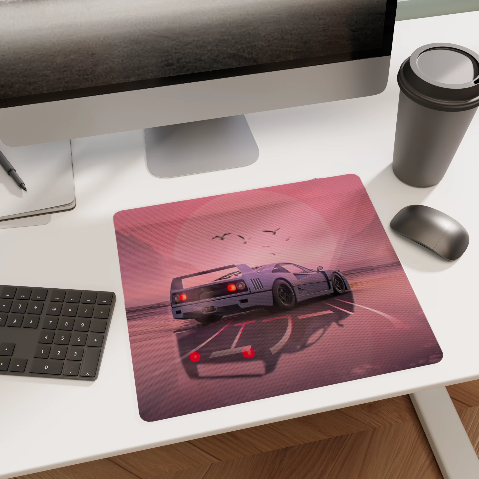 GTA6 Miami Vibes Ferrari Glass mouse pad - Image 2
