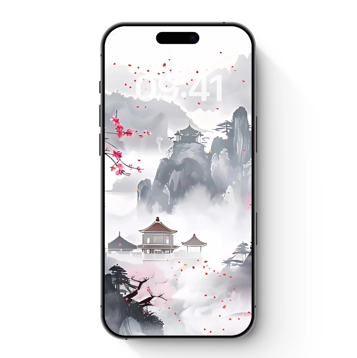 Cherry Blossom Zen: Ink-Wash Mountains & Pagodas