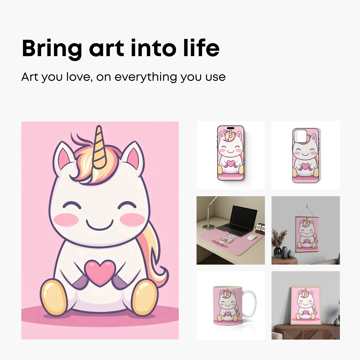Charming Unicorn with Heart: Whimsical Cartoon Delight - Image 2