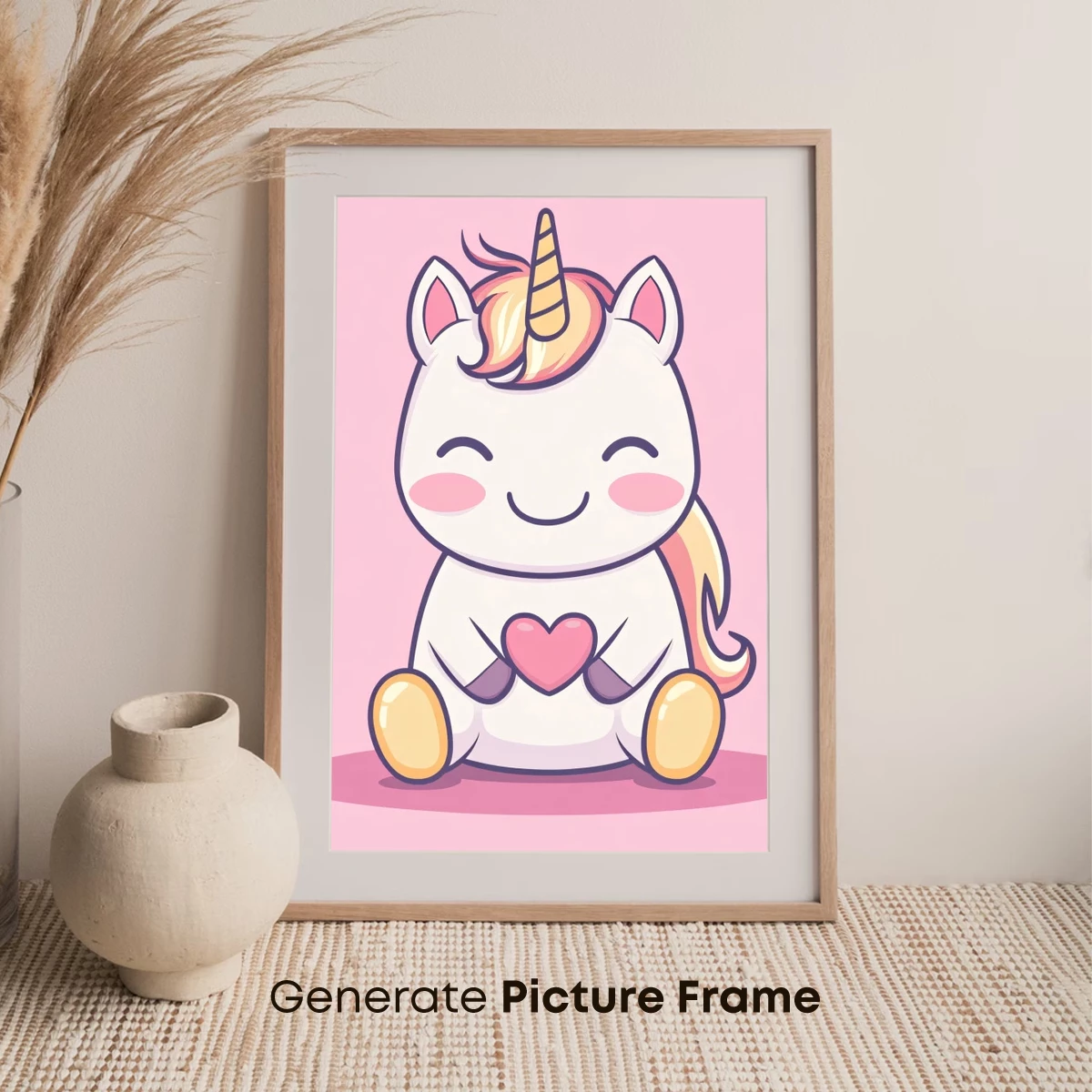 Charming Unicorn with Heart: Whimsical Cartoon Delight - Image 7