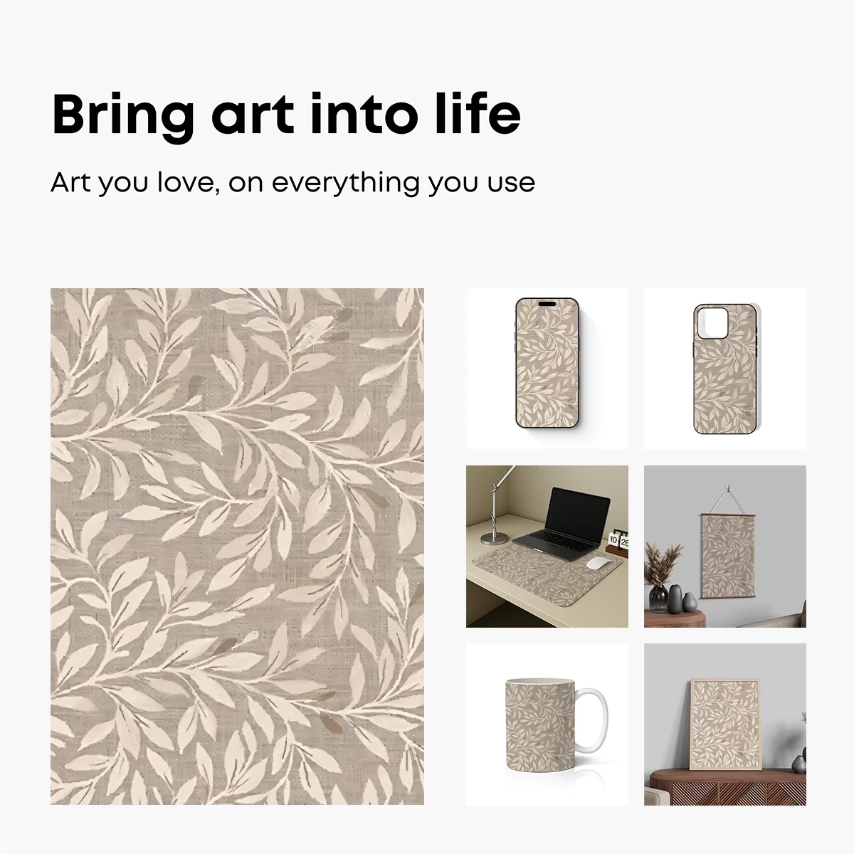 Elegant Olive Branches in Neutral Tones - Image 2