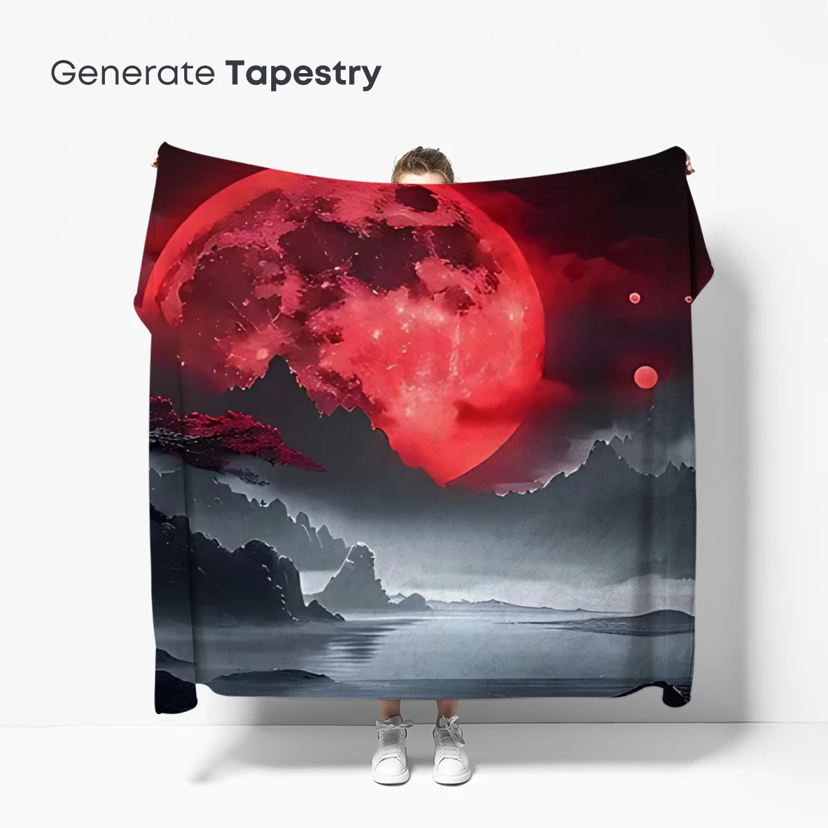 Eclipse Over Mystic Lake: A Surreal Red Moon Odyssey - Image 5