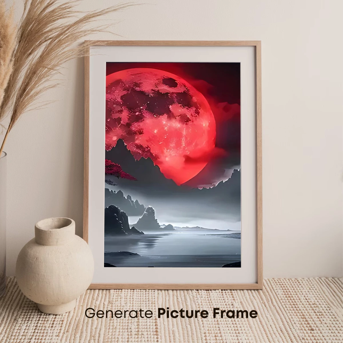 Eclipse Over Mystic Lake: A Surreal Red Moon Odyssey - Image 7