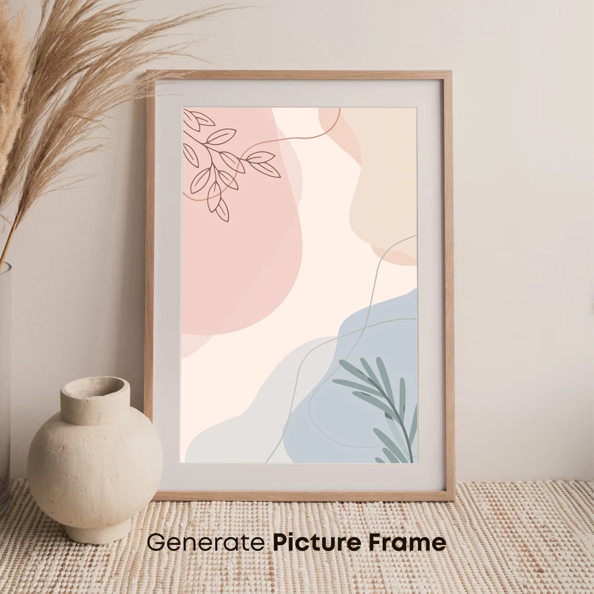 Abstract Blossom Harmony: Pastel Fusion with Leaf Accents - Image 7