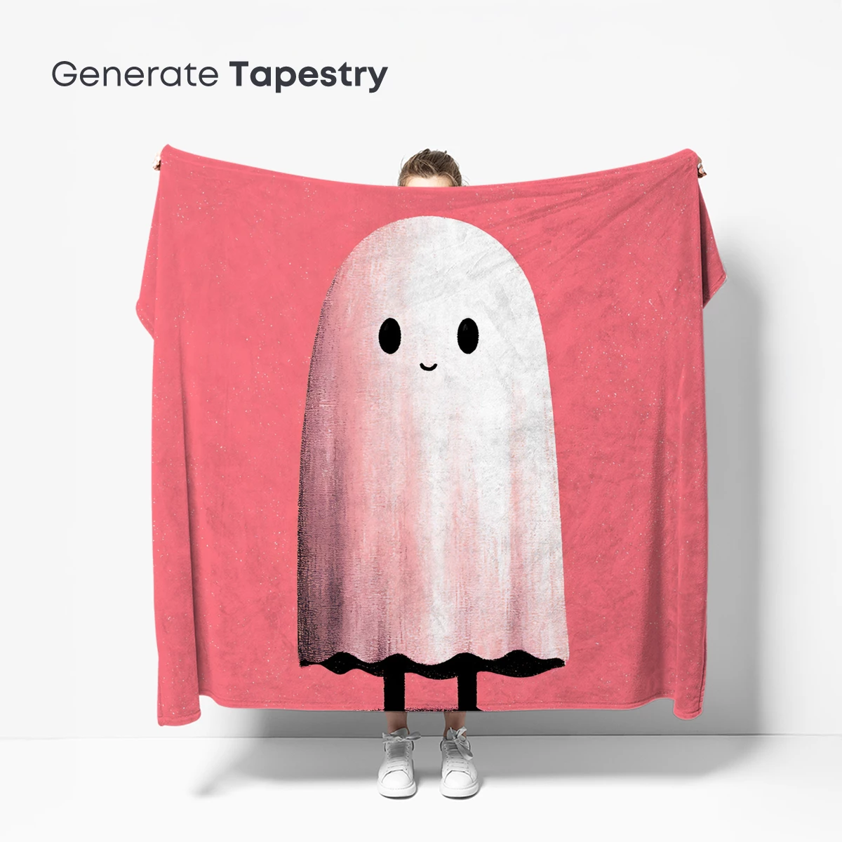 Charming Ghostly Figure on Pink Canvas - Image 5