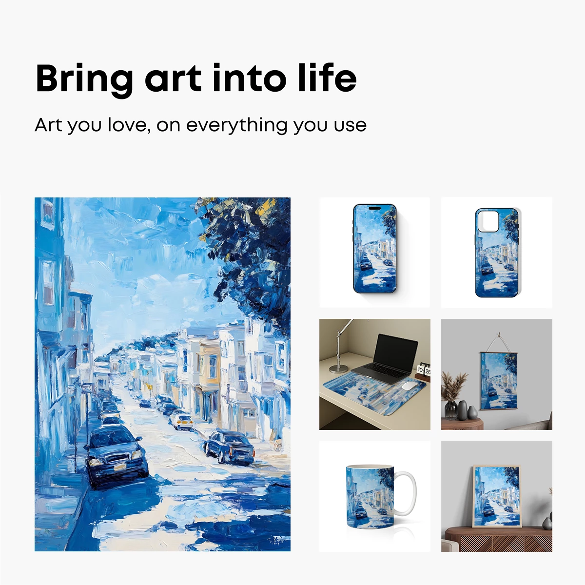 Blue Urban Symphony: Impressionist Street Scene - Image 2