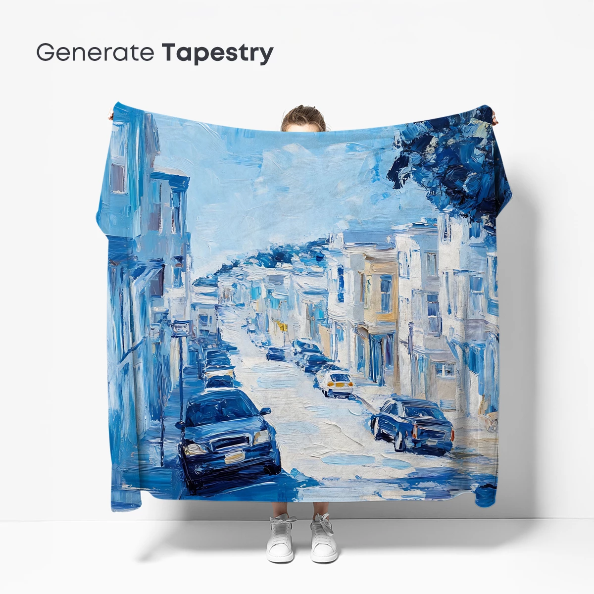 Blue Urban Symphony: Impressionist Street Scene - Image 5