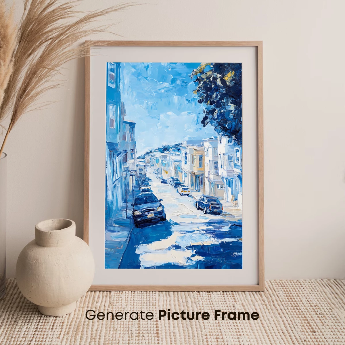 Blue Urban Symphony: Impressionist Street Scene - Image 7