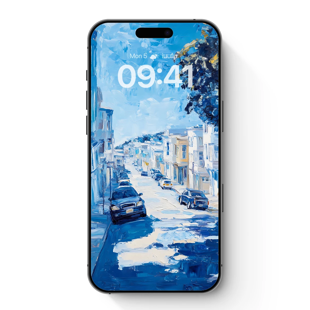 Blue Urban Symphony: Impressionist Street Scene
