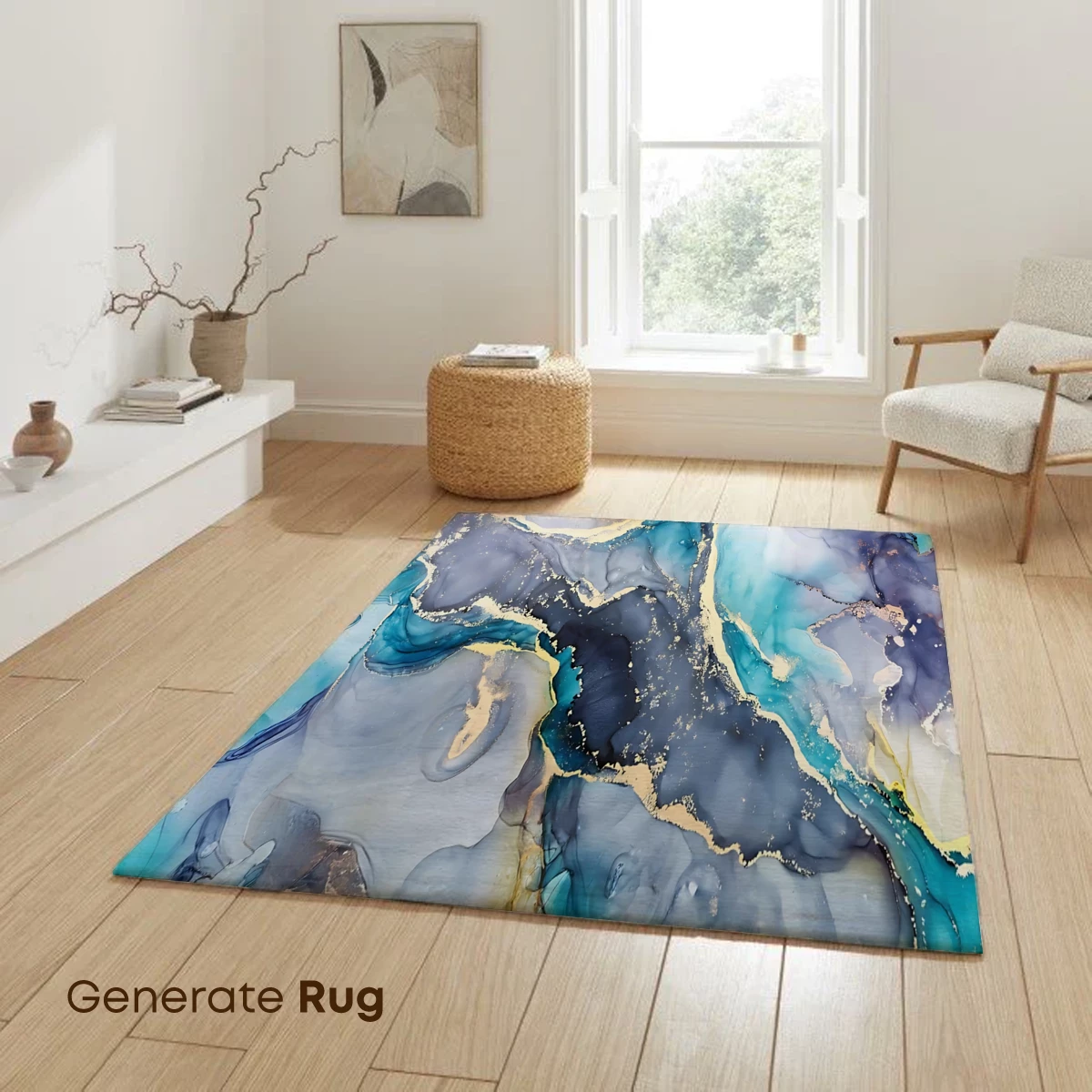 Ethereal Ink Fusion: Teal, Gold, and Gray Abstract Art - Image 6