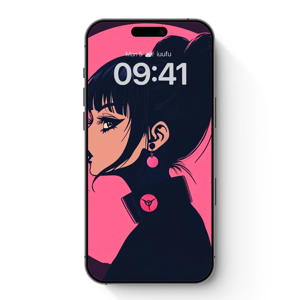 Elegant Anime Profile with Pink Halo Glow