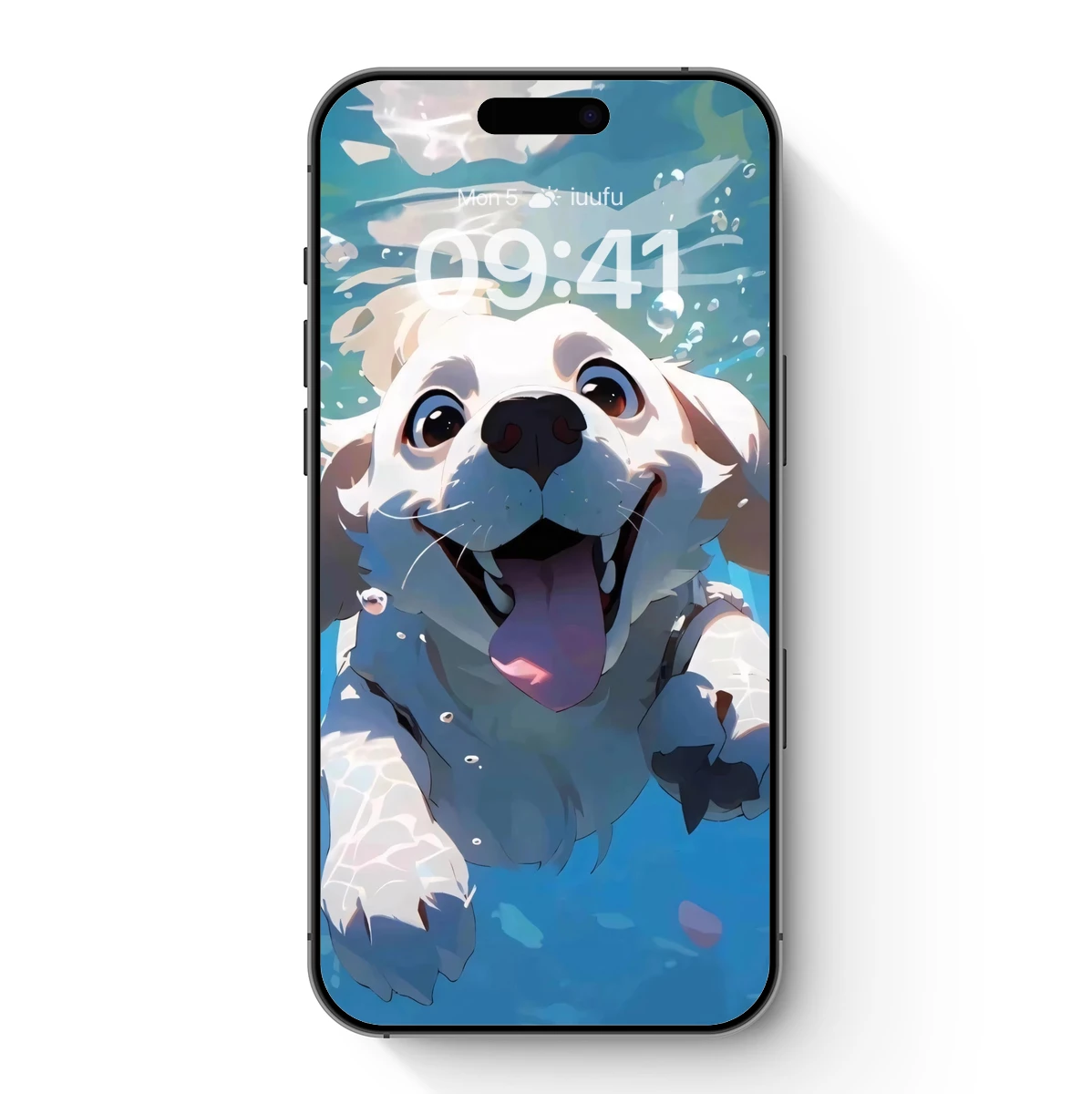 Joyful Pup Underwater: Whimsical Cartoon Art Joyful Pup Underwater: Whimsical Cartoon Art