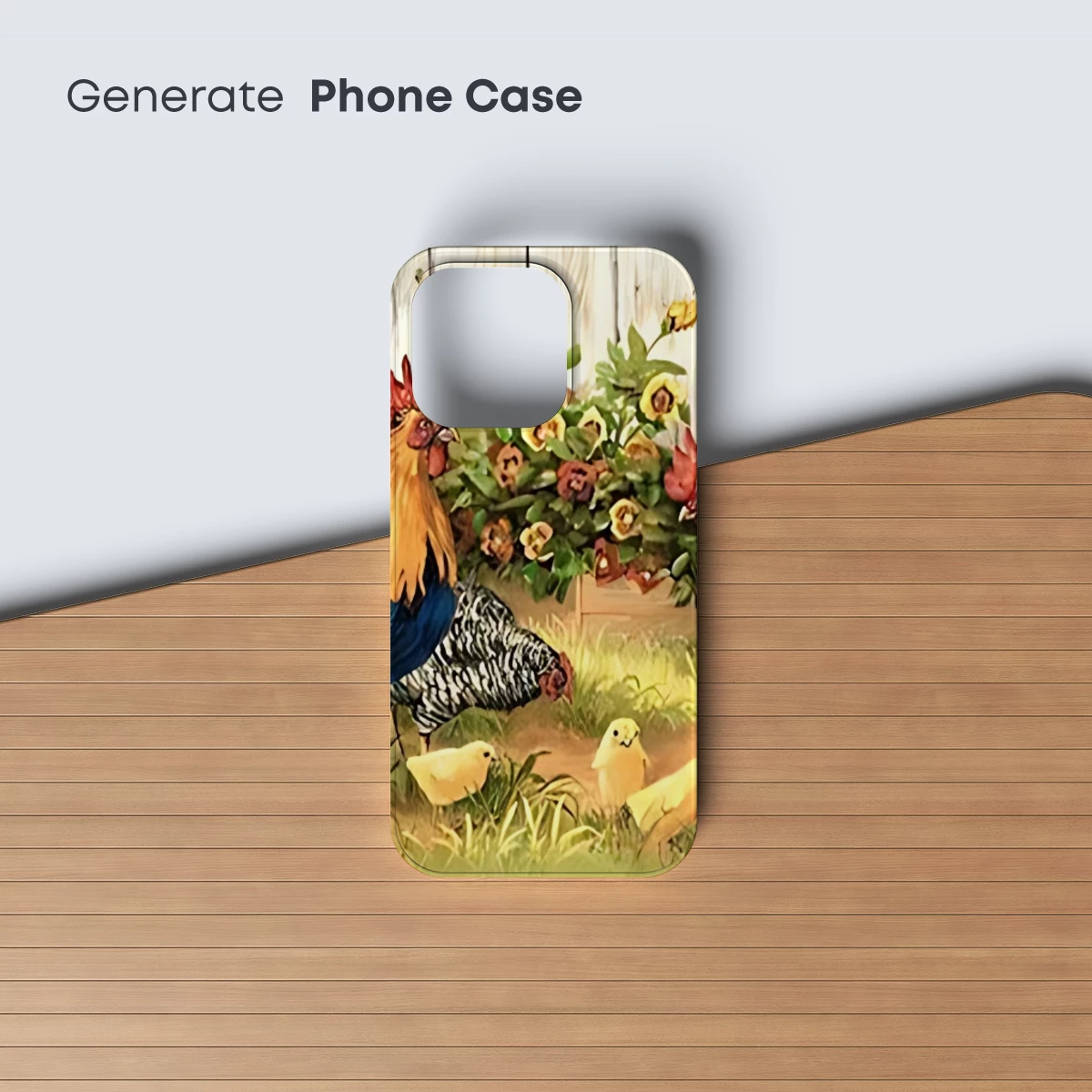 Charming Barnyard Symphony: Roosters and Chicks Amidst Floral Bliss - Image 3