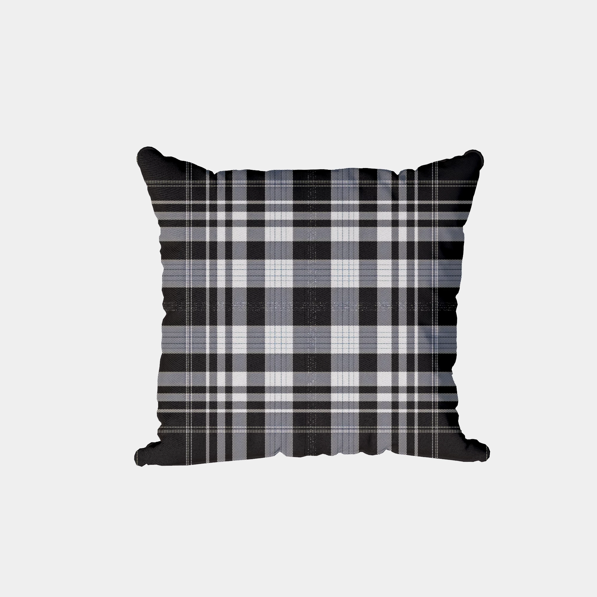 Monochrome Plaid Pattern Cushion