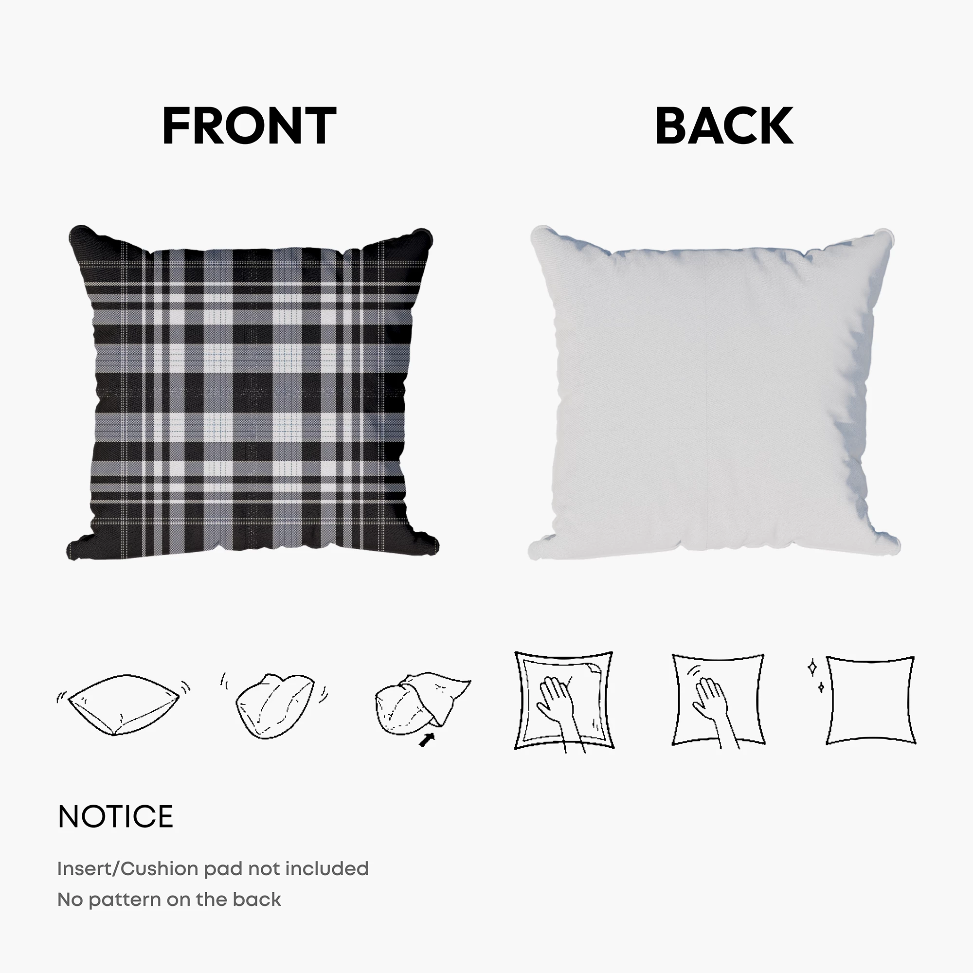 Monochrome Plaid Pattern Cushion - Image 4