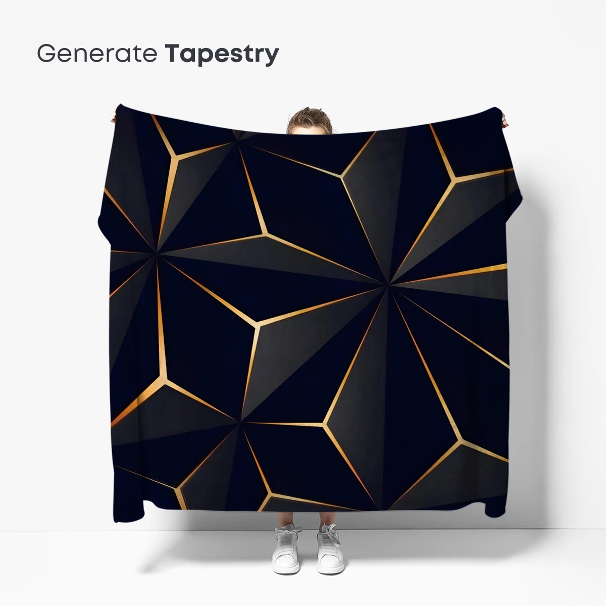 Golden Geometric Eclipse: Futuristic Dark Triangles - Image 5