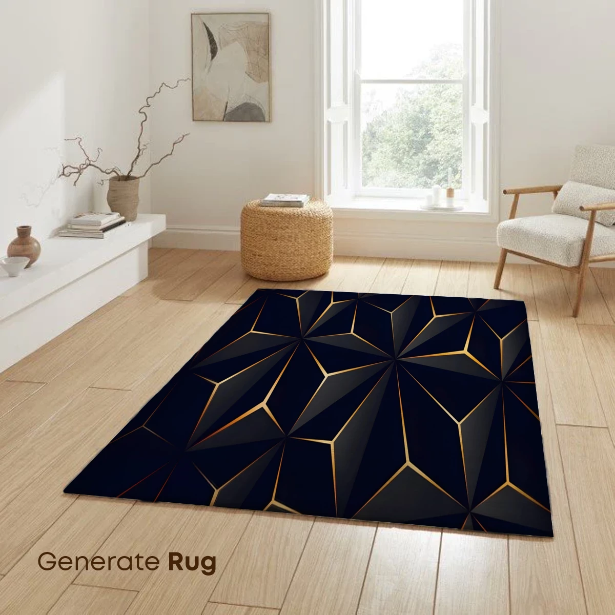 Golden Geometric Eclipse: Futuristic Dark Triangles - Image 6