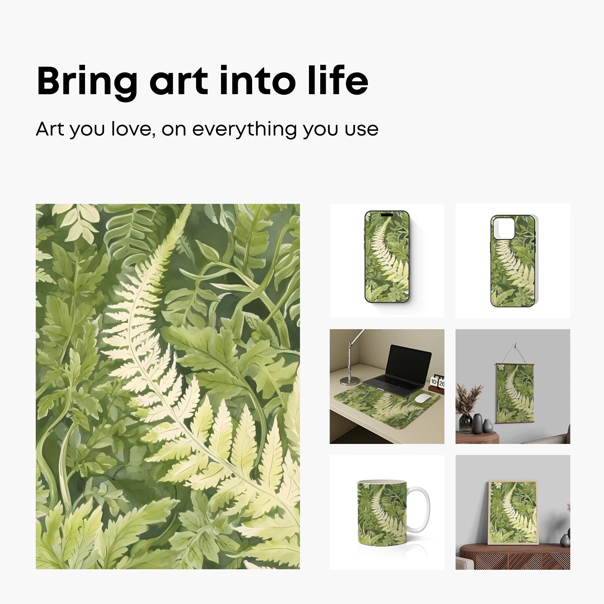 Fern Forest Whispers: Luminous Greenery in Harmony - Image 2