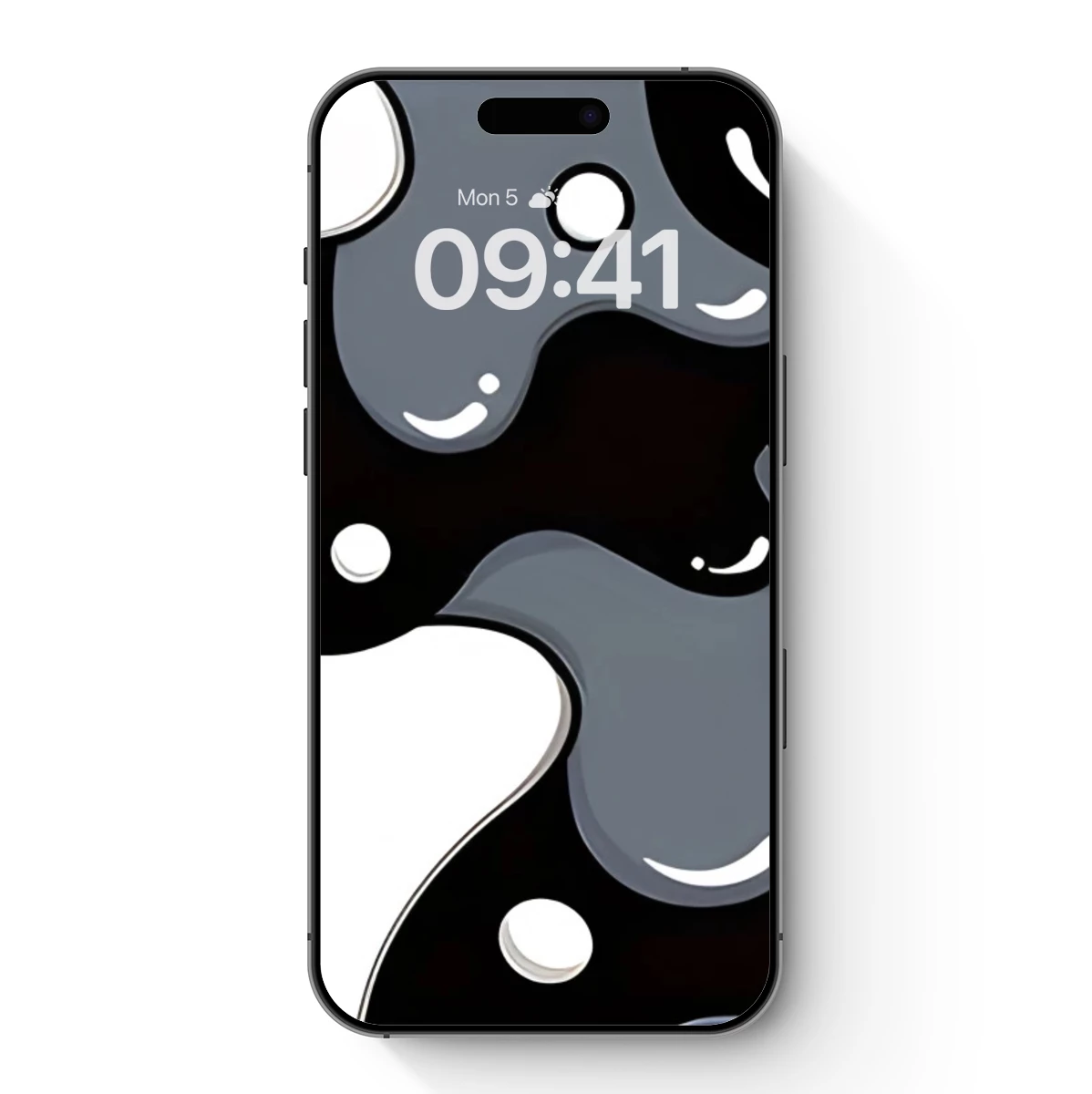 Abstract Fusion: Gray, Black, and White Blob Art