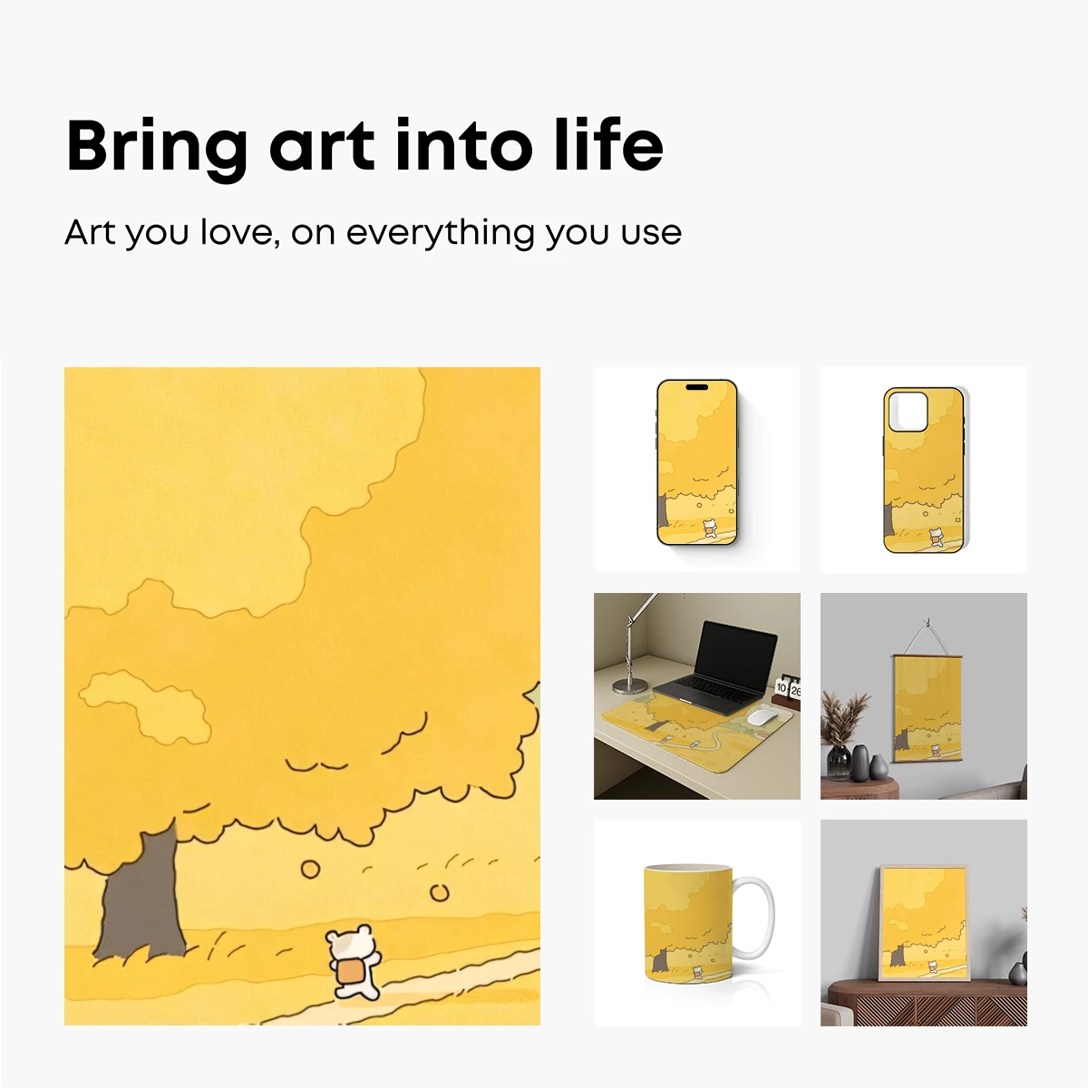 Autumnal Pathway: Whimsical Cats Under a Golden Tree - Image 2