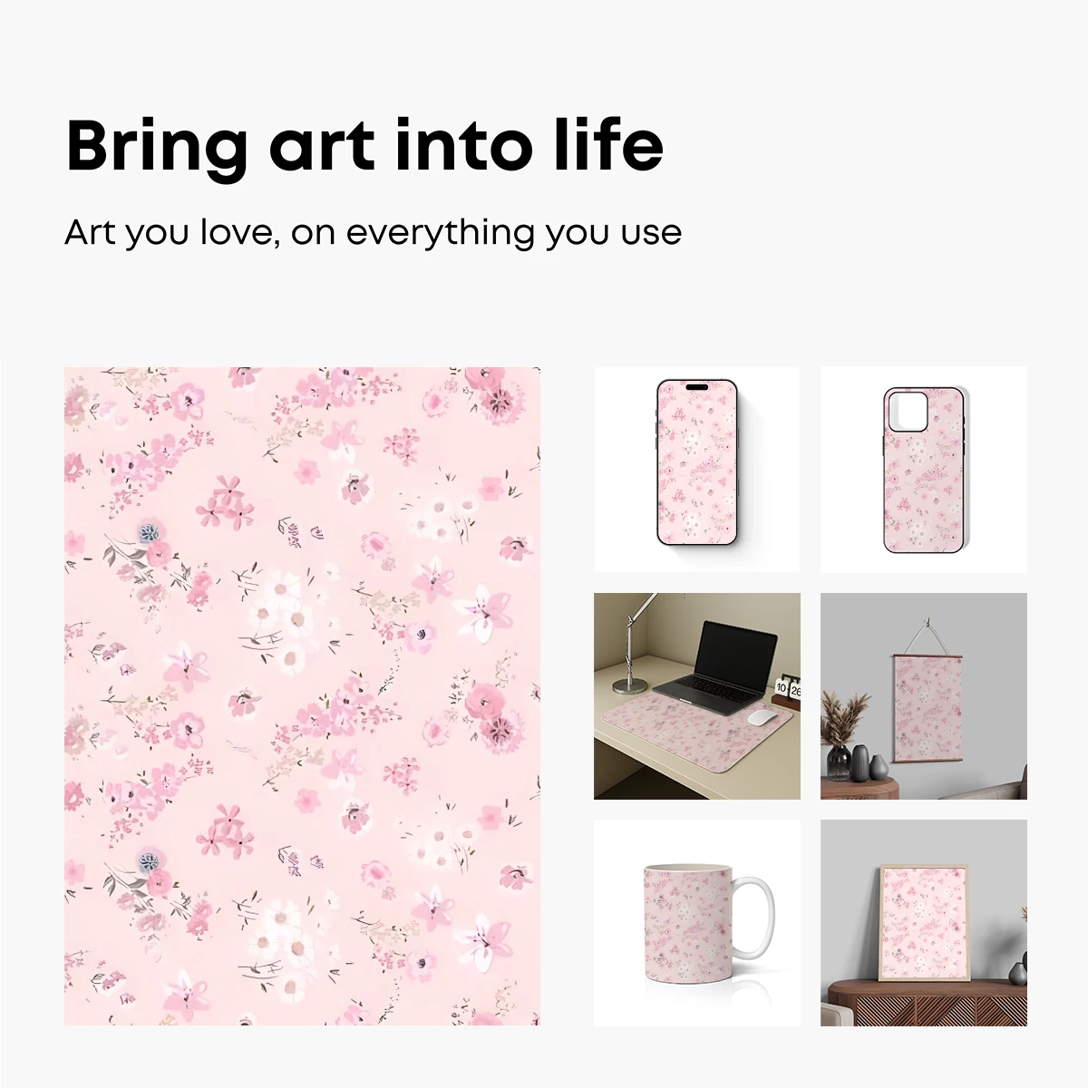 Blush Floral Whispers: Delicate Blossoms on Soft Pink - Image 2