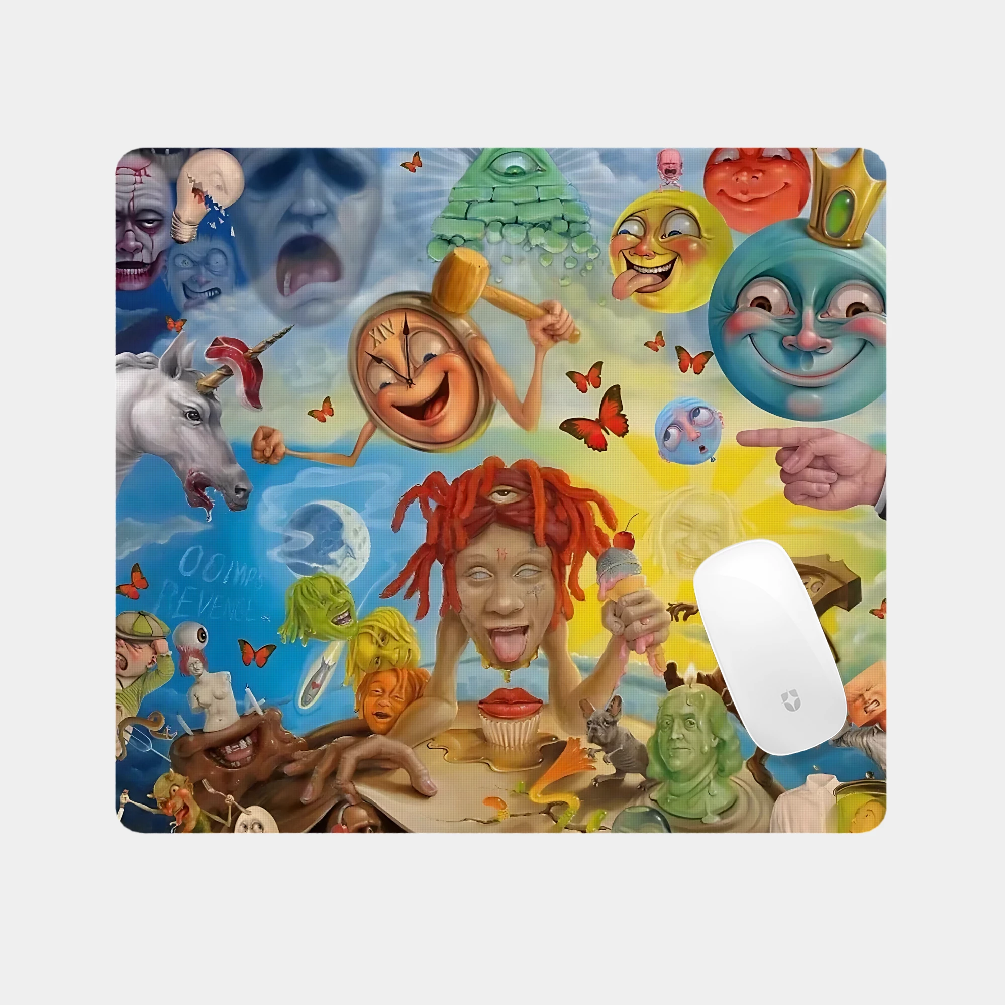 Surreal Pop Art Collage Glass mouse pad