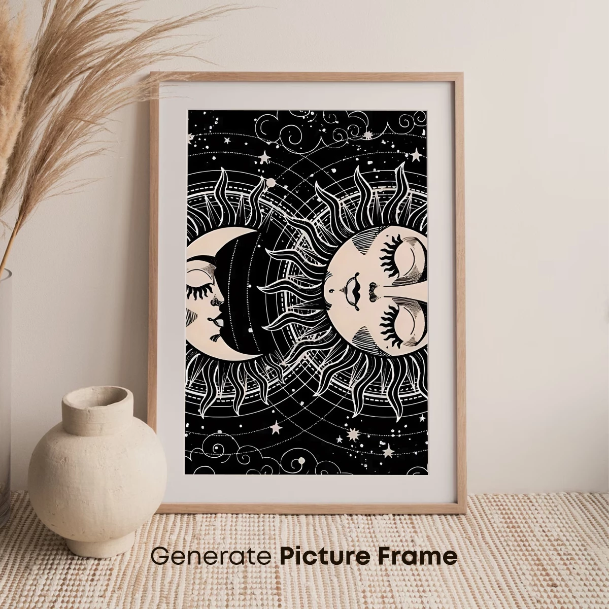 Celestial Harmony: Sun and Moon Embrace in Gothic Artistry - Image 7