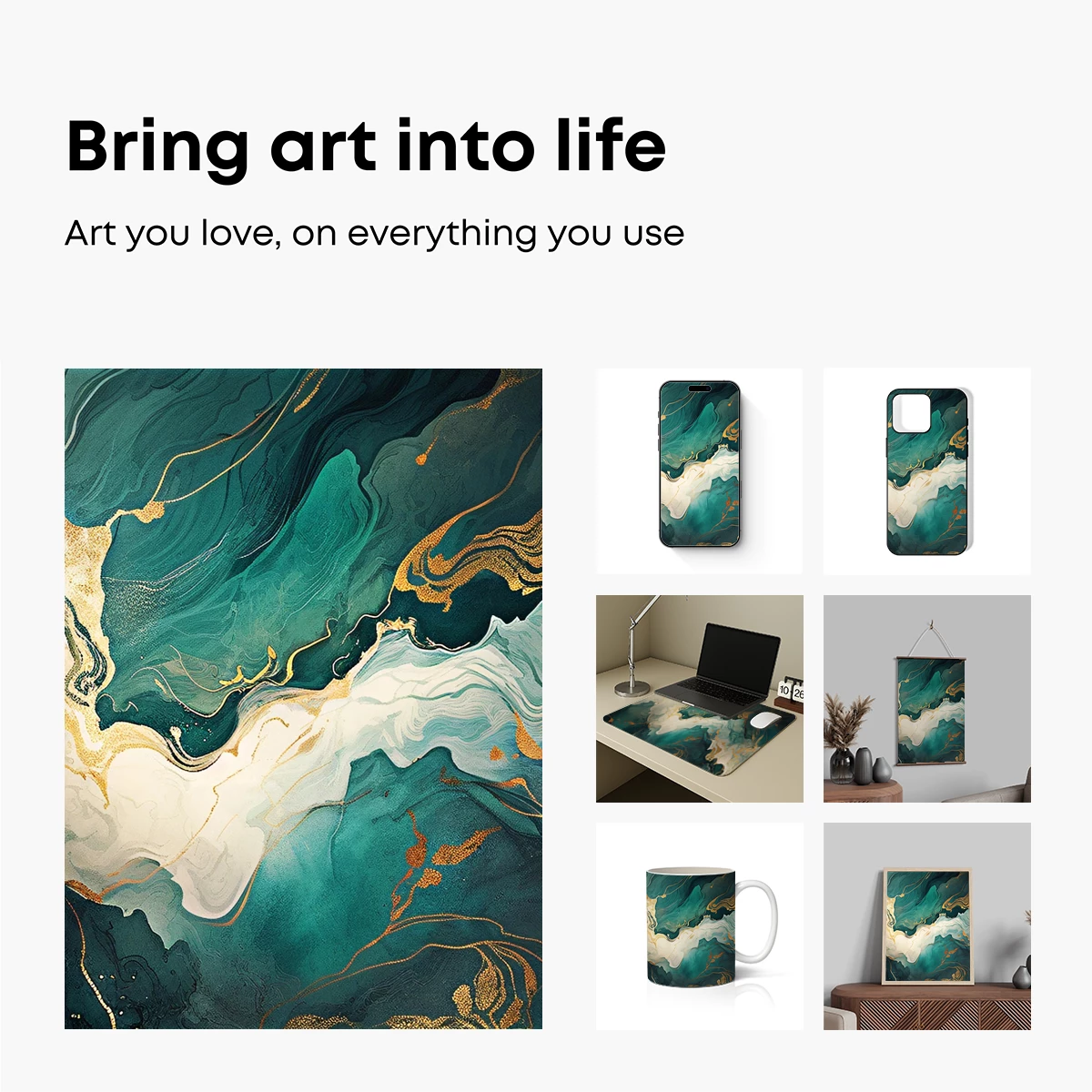 Ethereal Teal Waves: Abstract Fluid Artistry - Image 2