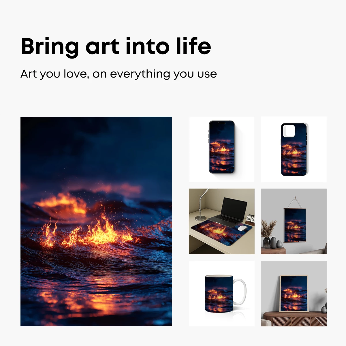 Fiery Ocean Waves: A Blaze of Elements - Image 2