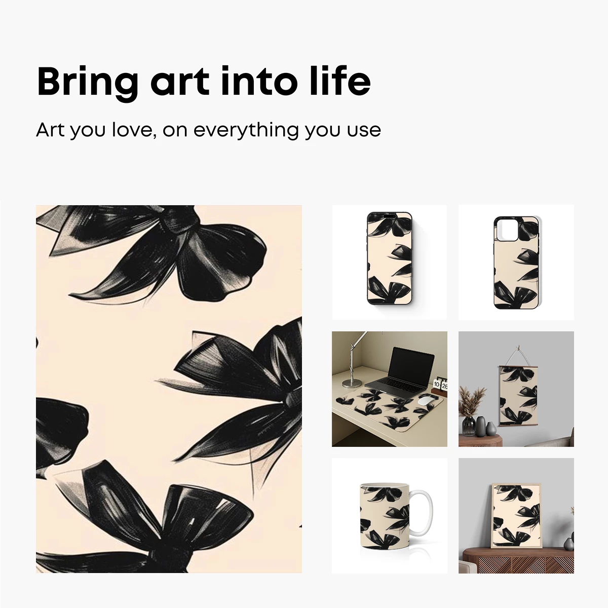 Elegant Black Bow Dance: Abstract Fashion Art