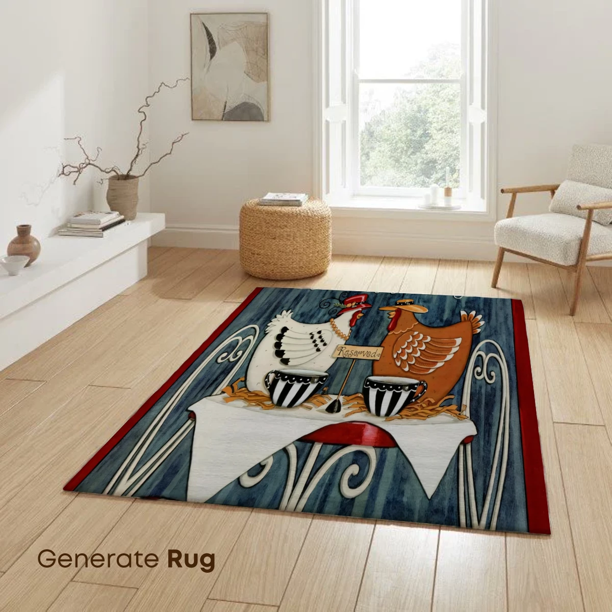 Chic Farmhouse Café: Quirky Chickens at a Reserved Table - Image 6