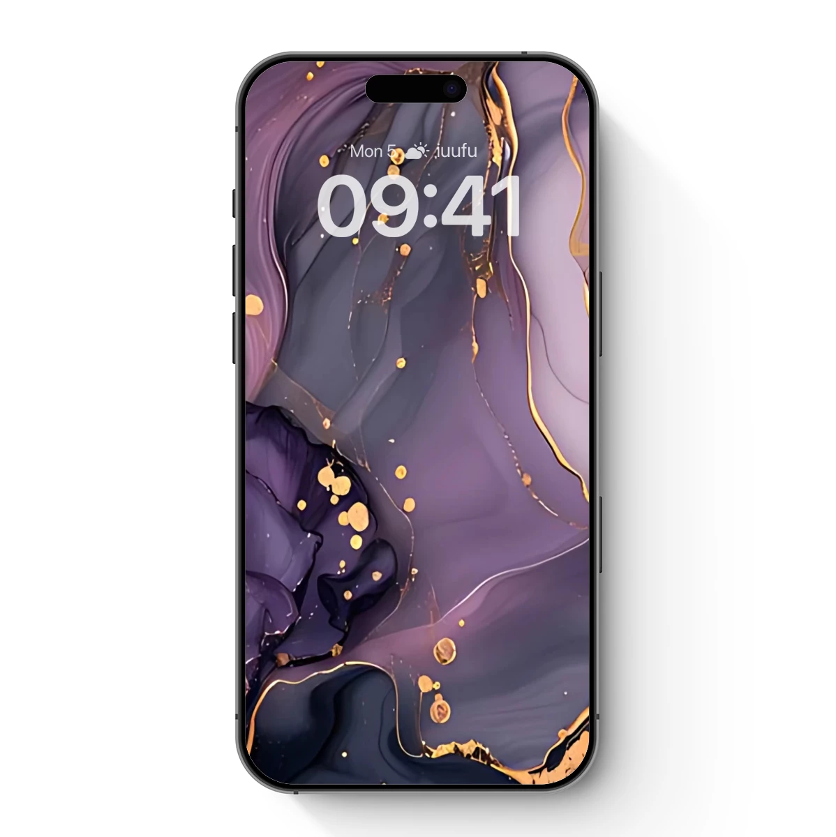 Ethereal Purple Elegance: Gold-Accented Abstract Flow