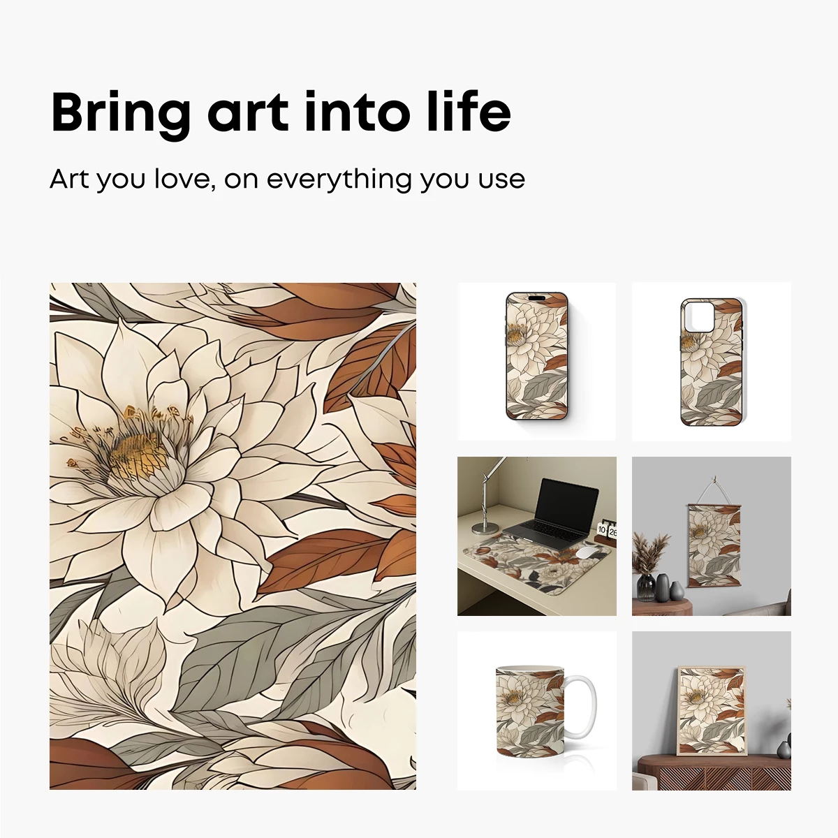 Elegant Floral Symphony in Sepia Tones - Image 2