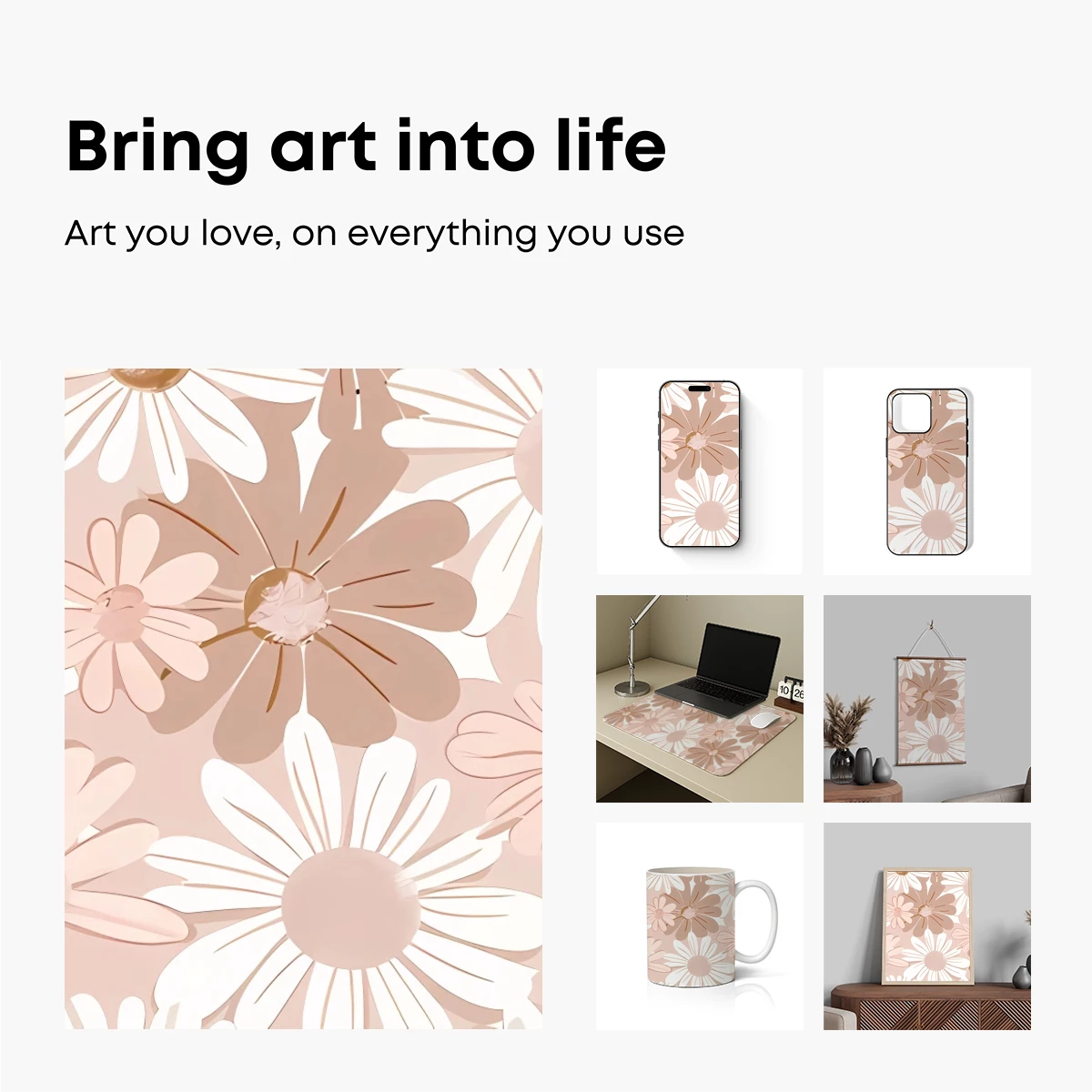 Blush Daisy Delight: A Floral Tapestry in Soft Hues - Image 2